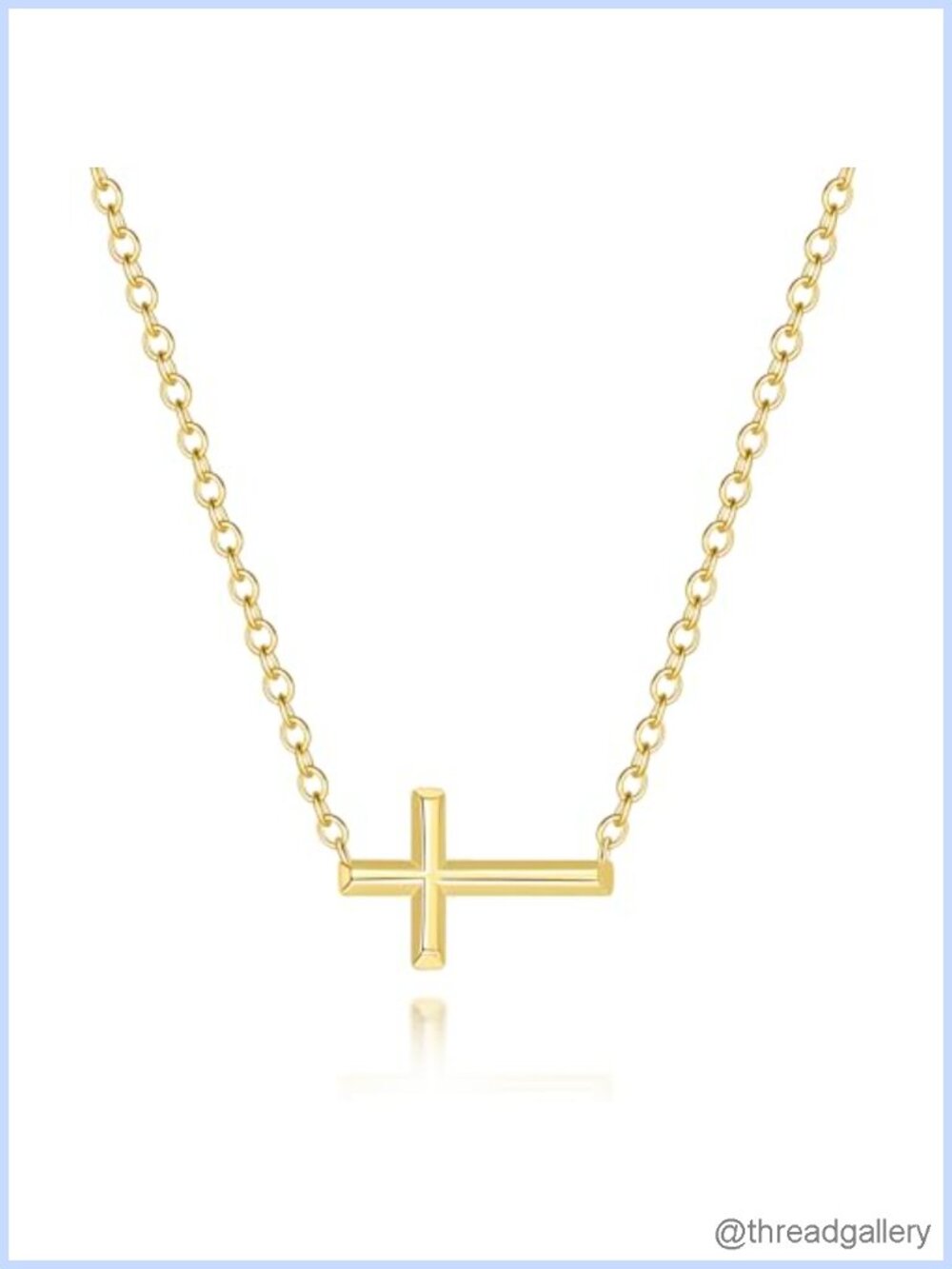14k Gold Plated Sideways Cross Pendant Necklace 16.5in